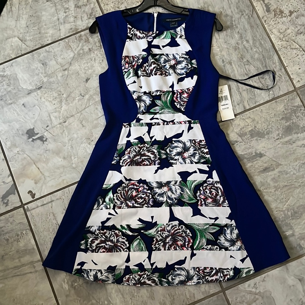 French connection blue floral dress size 4 NWT